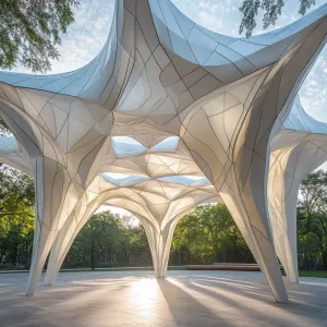 Silken Spires: A Skyward Sculpture