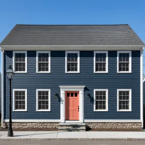 Colonial Denim With Coral Door