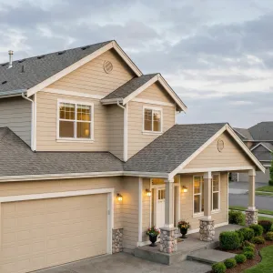 Trimmed Biscuit Suburb Corner Home