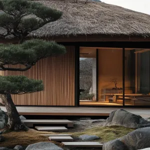 Thatched Roof Hideaway under Majestic Peaks