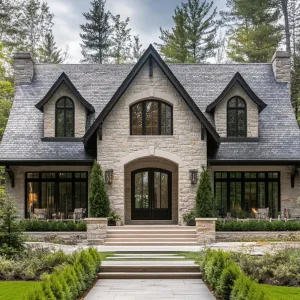 Stone-Front Serenity: A Forest Abode