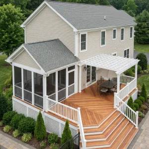 Angled Entertaining Deck With Screened Escape