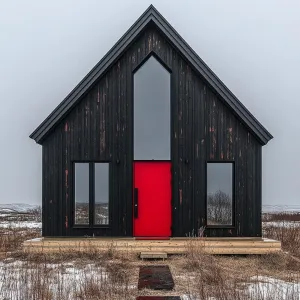 Crimson Charm: The Bold Timber House