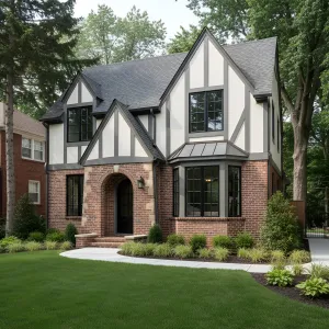 Brick-To-Stucco Modern Tudor Mix