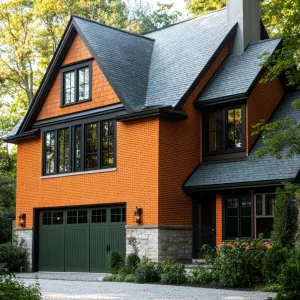 Radiant Orange Retreat with Slate Peaks