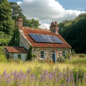 Gabled Roof With Solar Panels and Skylights