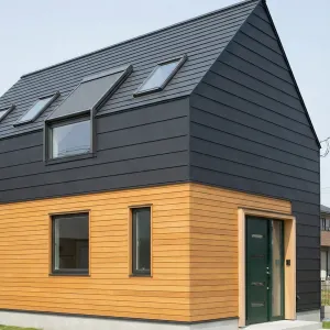 Gabled Charcoal Cedar Band Home