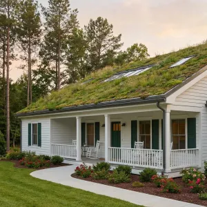 Porchfront Cottage With Grassy Roofline