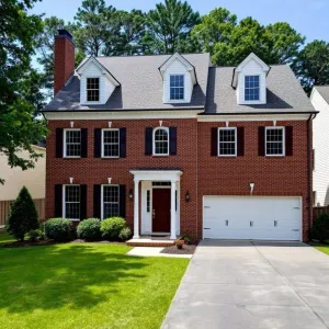 A Brick Haven with Cheerful Shutters