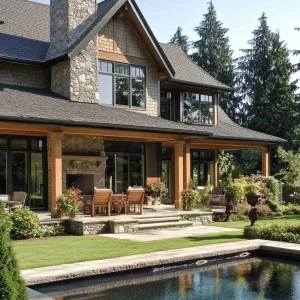 Gabled Grandeur with a Poolside Perch
