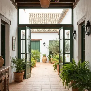 Green-Trimmed Terra Cotta Courtyard Passage