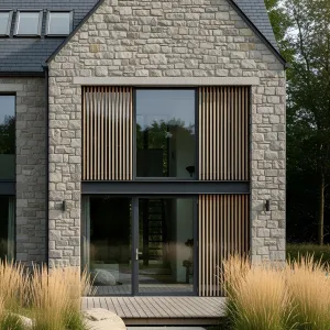 Modern Stone House with Natural Accents