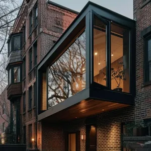 Brick Townhouse, Floating Modern Wing