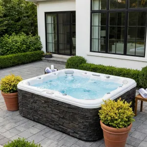 Courtyard Stonewrap Patio Spa Hub
