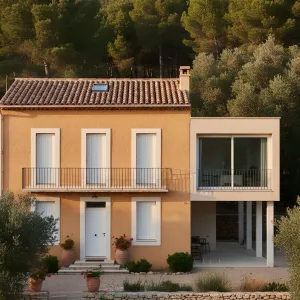 Ochre Villa With Modern Stilt Wing