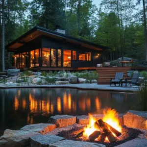 Rustic Lodge With Lakeside Fire Pit