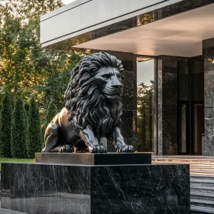 Majestic Marble Sentinel: The Lion’s Gaze