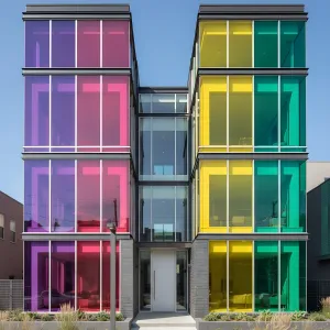 Vibrant Glazed Twin Blocks Framing a Clear Spine