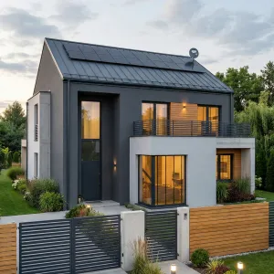 Solar Gable Home With Framed Entry