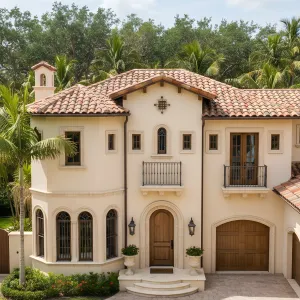 Cream Villa With Curved Tower Nook