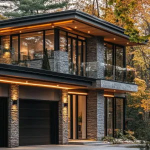 Modern Marvel Amid Autumn Leaves