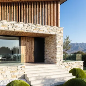 Timber and Stone Fusion: A Contemporary Masterpiece