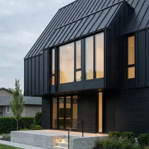 Dark Ridge House With Framed Views