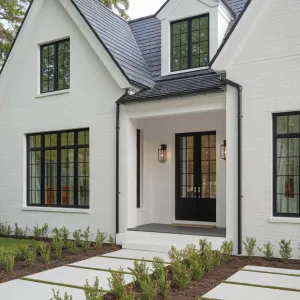 Crisp Black and White Bungalow in a Lush Setting