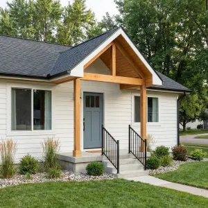 Clean Gabled Porch Suburban Haven