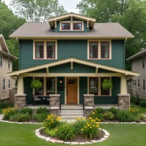 Shingle-Clad Emerald Porch Bungalow