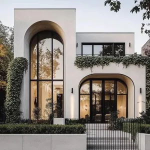 Elegant Arched Facade: Modern Marvel in Minimalism