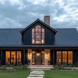 Elegant Metal Manor with Stone Sophistication
