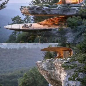 Cantilevered Cliffside Cabin