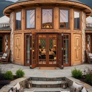 Rustic Round Residence with a Patio Delight