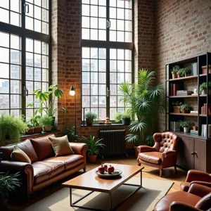 Loft Living: Potted Plants and Plush Seats