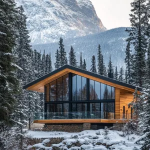 Modern Glass Chalet in a Wintry Embrace