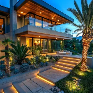 Modern Villa Illuminated at Dusk