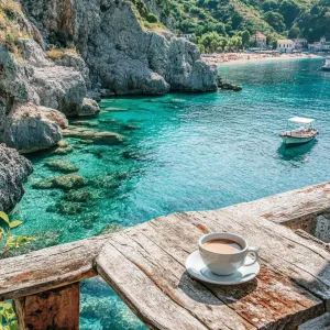 Cup of Blissful Serenity Overlooking Crystal Waters