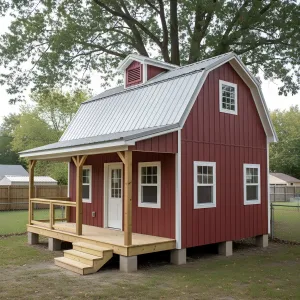 Crimson Gambrel Porch Cottage