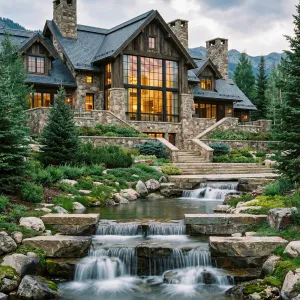 Alpine Manor Over Tiered Stone Falls