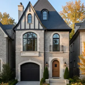 Graphite-Gable Limestone Tudor Muse
