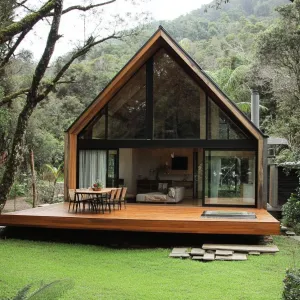 Gabled Glass Retreat: Norway’s Forest Jewel