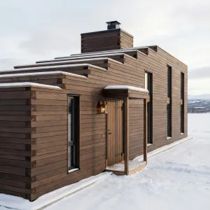 Stepped Timber Retreat On Snowfield