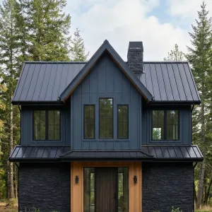 Evergreen Lodge With Midnight Metal Roof