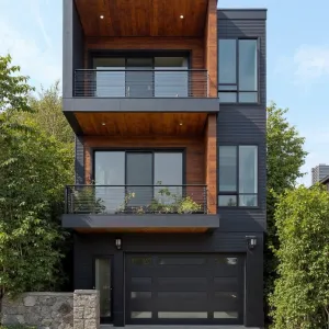 Boxed Balconies, Charcoal And Cedar