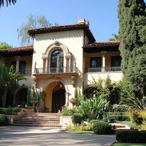 Sunlit Palms and Architectural Charms