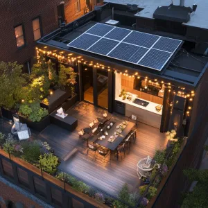 Solar-paneled Roof Deck With Outdoor Kitchen
