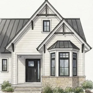 Pointed Gable Stone Base Cottage