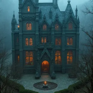 A Hauntingly Lit Castle in the Woods