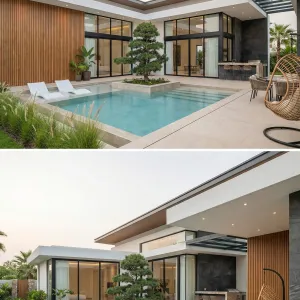 Zen Courtyard Glass Pavilion Home